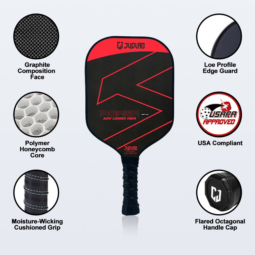 Pagaie de pickleball en fibre de carbone brute